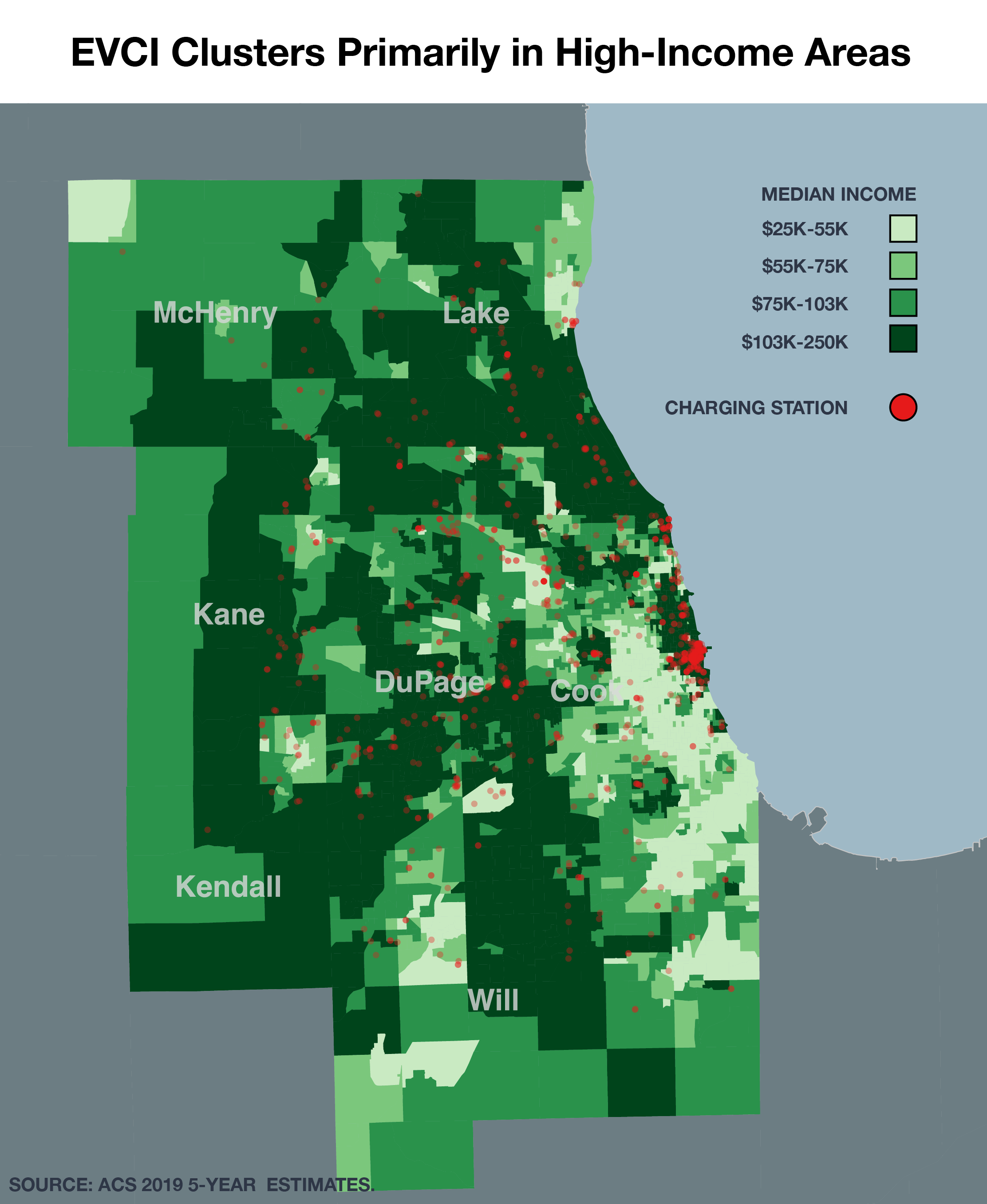 Charging Access Variation by Median Income